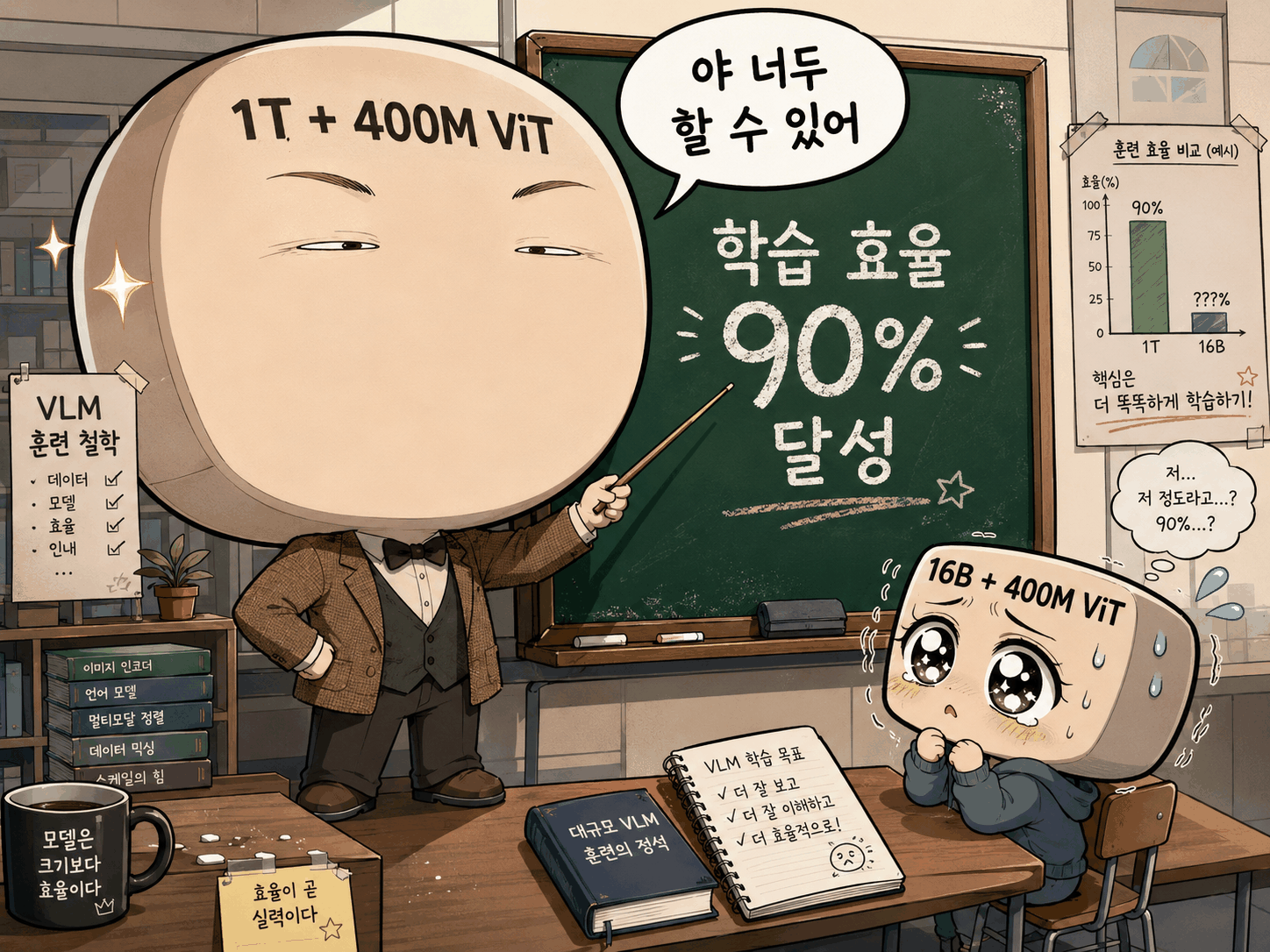 LLM이 ViT라는 무거운 배낭을 메고 있는 일러스트